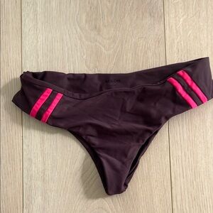 Mikoh Brown Bikini Bottom with Pink Stripes